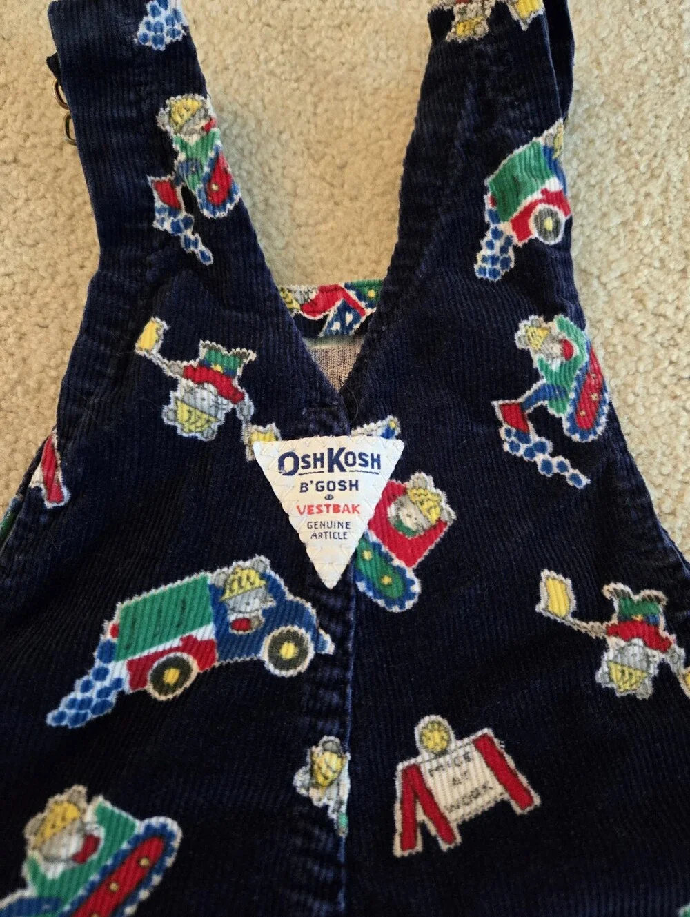 RARE Vintage 1990s Oshgosh B'gosh Blue Patterned Mice At Work Corduroy Overalls